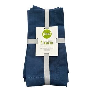 NEW Food Network Poly-Cotton Napkins Set Of 4 Blue 20" X 20" Fabric